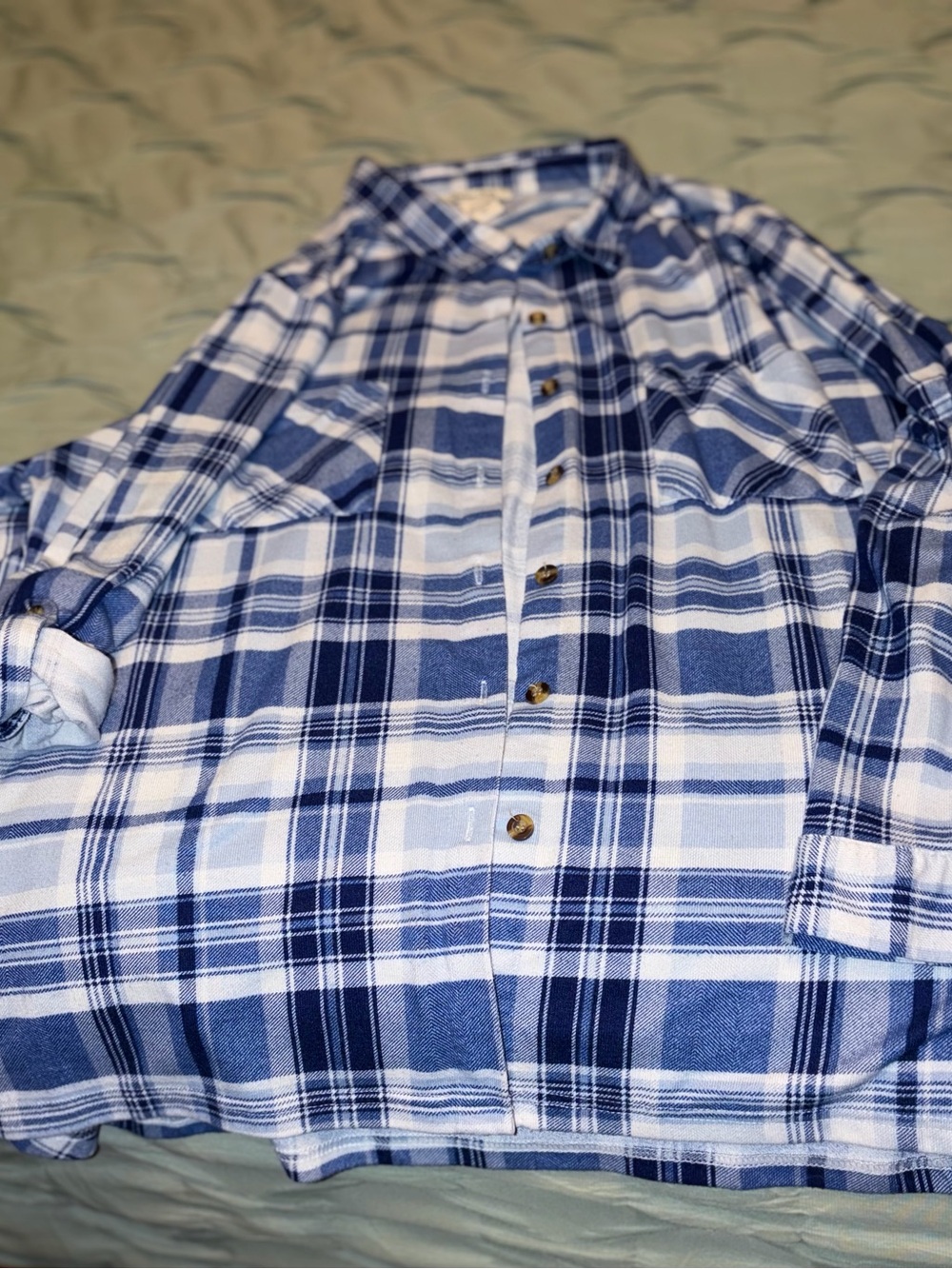 Blue Plaid Button-Down Shirt - Women's Lightweight Top